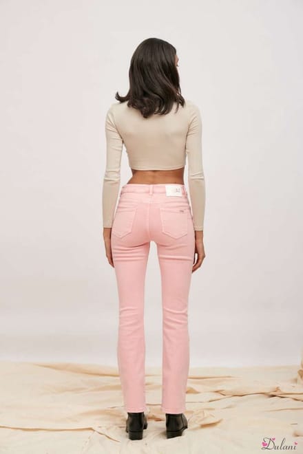 Broek Toxik3 hoge taille bootcut roze