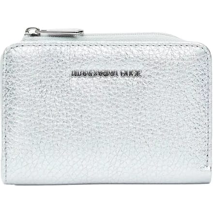 MANDARINA DUCK Leren portemonnee Mellow Metal Wallet Silver zilverkleurig