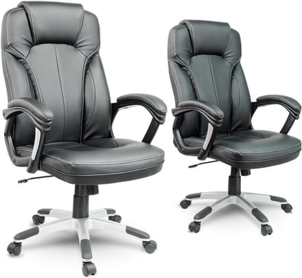 Ergonomische Zwarte Bureaustoel met Kunstleren Bekleding en Siernaad