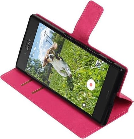 BestCases.nl Roze Sony Xperia XZ TPU wallet case booktype hoesje HM Book