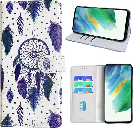 Hoesje geschikt voor Samsung Galaxy S21 FE Bookcase met dromenvanger print
