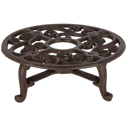 Ronde pot warmer gietijzer antiek roestbruin