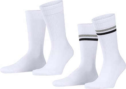 Esprit Tennis Stripe 2-Pack gedessineerd katoen multipack sokken heren wit - maat 39-42