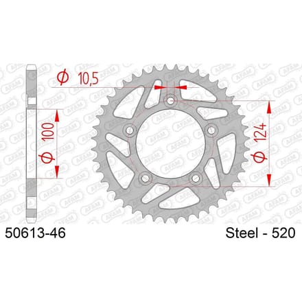 Stalen motortandwiel achteraan Afam 520 46 dents