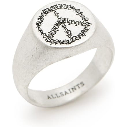 AllSaints Leon Peace Ring Warm Silver Taglia: S | Gioielli Outlet | Uomo | Grigio