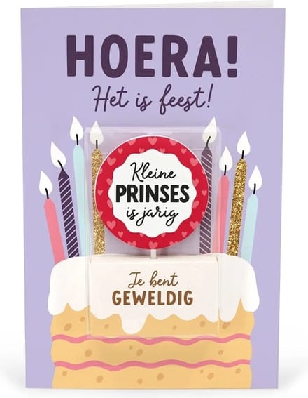 Verjaardagskaart met kaars | Kleine prinses is jarig | Je bent geweldig