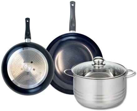 Set van 2 Koekenpannen 20 en 24 cm en 1 braadpan 20 cm Elo Prima Brillant