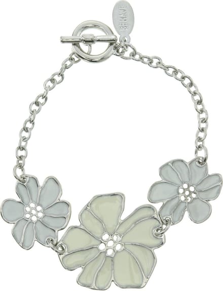Behave - Armband - bloemdesign zilverkleur - lente accessoire - 16,5 cm