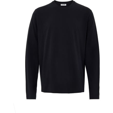 Zwarte T-Shirt lange mouwen met borduurlogo Jil Sander