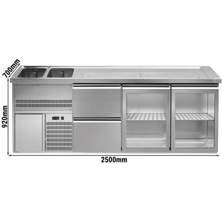 GGM Gastro Biertheke Premium PLUS - 2500x700mm - 2 Glastüren & 2 Schubladen