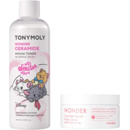 TONYMOLY Wonder Ceramide Mochi Toner 500ml + Aqua Moisture Cream 300ml Ensemble white