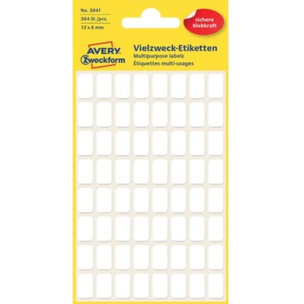 Etiket avery zweckform 3041 13x8mm wit 384 Etiketten