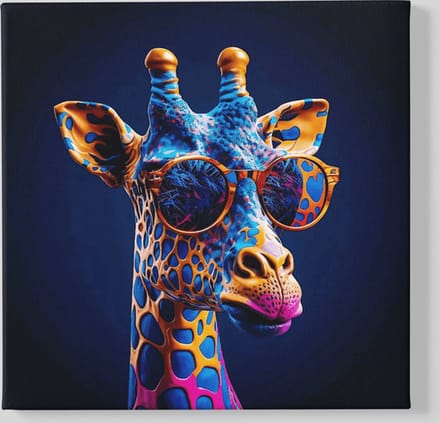 Vierkant Canvas Schilderij - Dieren - Coole Giraffe - 60x60x2 cm