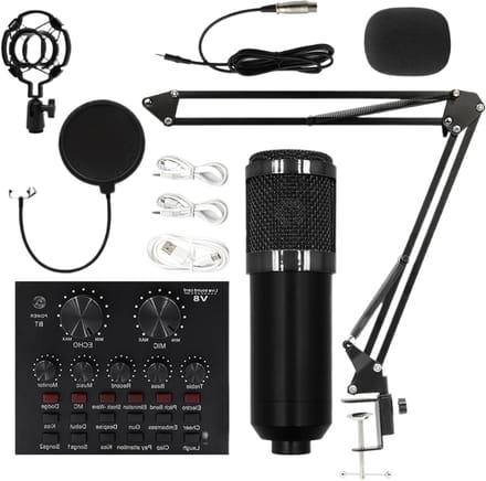 Condensator microfoon set - Streaming kit - Professionele opnames - Plug and play - 46.5 cm lengte - Zwart