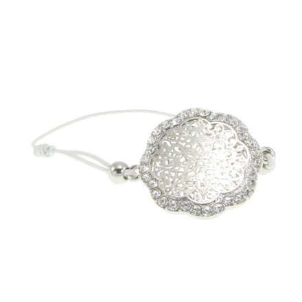 Behave - armbandje met bloem en steentjes - wit - romantisch