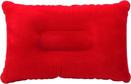 Opblaasbaar Kussen - Kampeer Kussen - Comfortabel Reizen - Dubbelzijdig Ontwerp - 42 x 27 cm - Rood