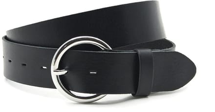 Damesriem zwart - Basic leren riem 4cm met zilveren gesp - Leer - Basic riem - Casual chique - Maat 85