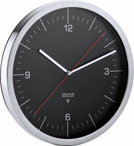 Blomus CRONO Radiogestuurde Wandklok - Zwart - Mat RVS