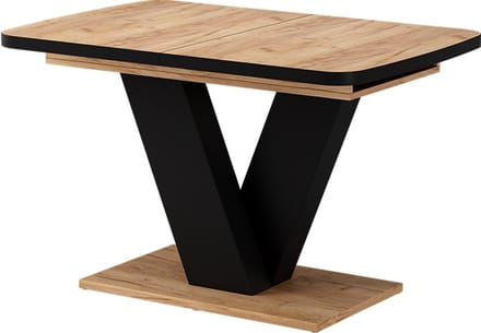 Vicco Eettafel Fenaro, Zwart/Eiken, 120-160 x 80 cm uitschuifbaar