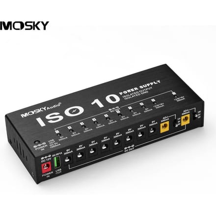 MOSKY ISO-10 Draagbaar Gitaar Effect Voedingsstation 10 Geïsoleerde DC Uitgangen & Eén 5V USB Uitgang US Plug gray