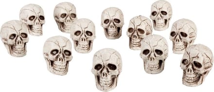 Boland Halloween Doodskoppen - 12x stuks - mini - 4 x 3 cm - schedels - halloween versiering