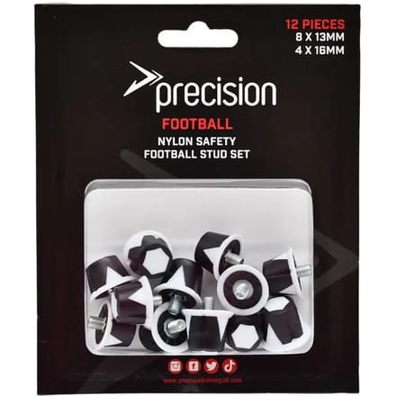 Precision Voetbalnoppen Safety 13/16 Mm Nylon Zwart/wit 12 Stuks