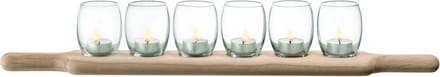 LSA Paddle Waxinelichthouders - Met Houten Plank - Set van 6 Stuks - Transparant