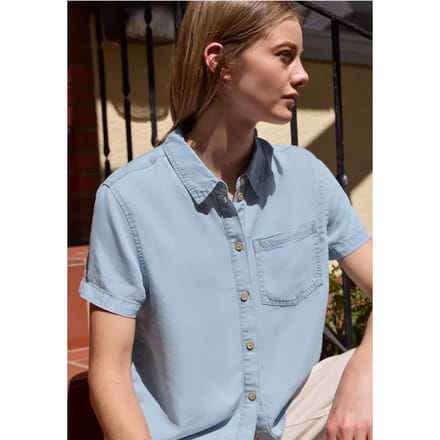 Overhemdblouse met korte mouwen van lyocell