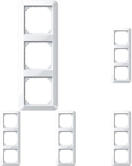 Unyqoos® Set van vijf glanzende drievoudige afdekframes in poolwit voor M-frames, 5 stuks