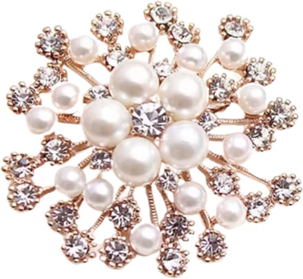 Broche synthetische Parel goudkleur strass 4 cm - Charme Bijoux