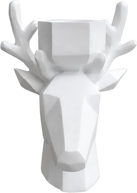 Lavandoux - Hertenkop Theelichthouder - Geometrisch - Wit - S: H 16 cm