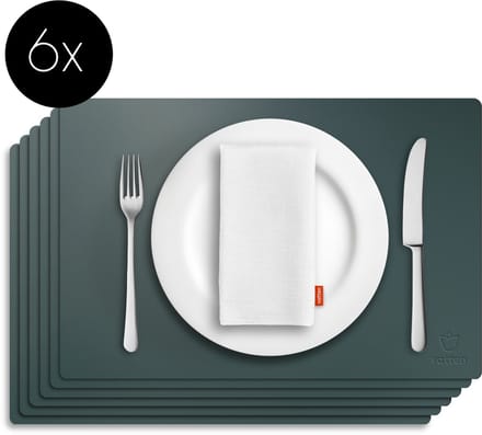 Vatten® Lederlook Placemats - 6 Stuks - 45 x 30 cm - Donkergroen