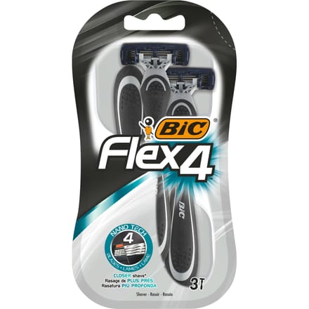 BIC Flex 4 - Wegwerp Scheermesjes - Voor Mannen - 4 Bewegende Scheerbladen - Heren Scheermes met Draaibaar Hoofd - 3 stuks
