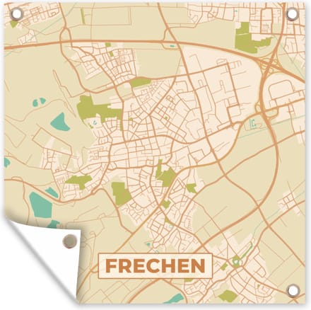 Tuindoek Frechen - Plattegrond - Vintage - Stadskaart - Kaart - 100x100 cm