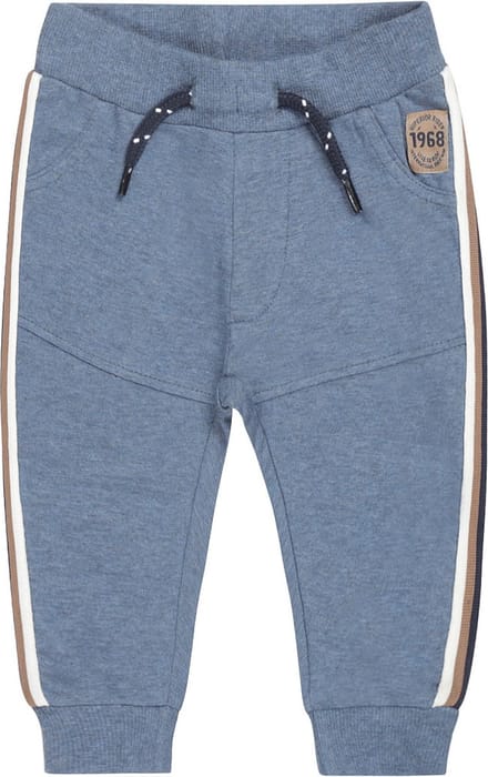 Dirkje baby jongens joggingbroek met gestreepte bies Blue Melee