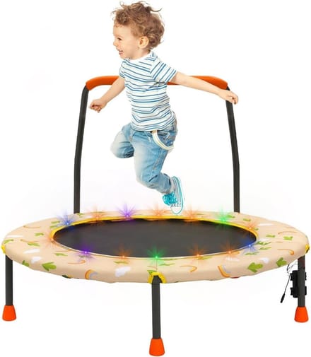 Kinder Trampoline - Mini Trampoline - Binnen Spelen - Met Veiligheidsleuning - 36 Inch - Geel