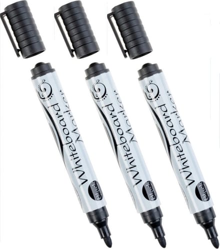 Whiteboard marker/stift - 3x - zwart - uitwisbaar - kantoor/school artikelen