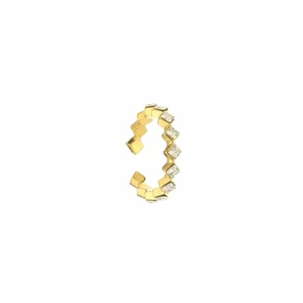 ring met diamantjes - One size - Goudkleurig - RVS - dames mode - sieraden - accessoires