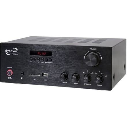 Dynavox VT-80 compacte stereo versterker A+B schakeling, USB, SD & bluetooth 160 Watt