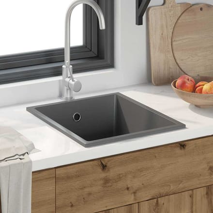 vidaXL - Keukenwasbak - Grijs - 38 - x - 44 - x - 20 - cm - Graniet