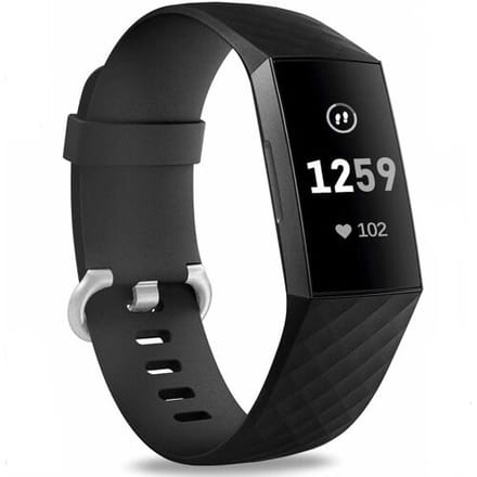 Fitbit Charge 3 silicone band (zwart) - Afmetingen: Maat S