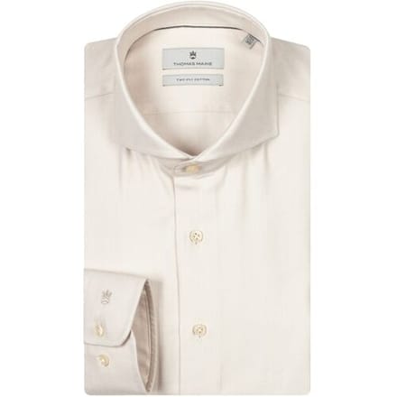 Thomas Maine Overhemd Herringbone Flanel Bari Cutaway Licht Beige / male
