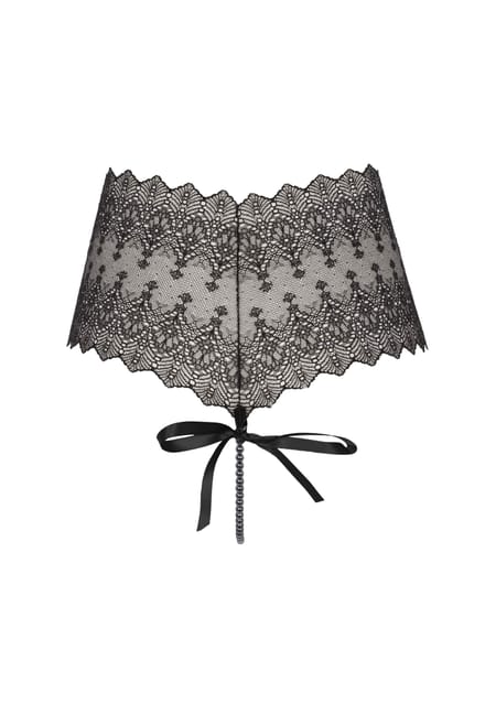 Bracli - Geneva Dark Tights - Luxus Perlenstring Dessous Größe Plus