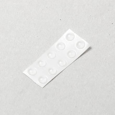 Aanslagbuffer, DB005, zelfklevend, rond, Ø 6,4 mm, hoogte 1,5 mm, transparant, kunststof, per 10 stuks