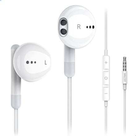 Oortjes met draad en microfoon - Oordopjes - 120CM kabel - 3,5MM Jack Aansluiting - Earphones Wired - Wit