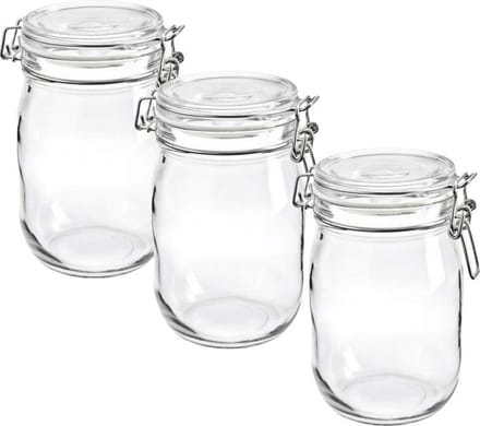 Weckpot - Voorraadpot - Transparant - 1 Liter - 3 stuks