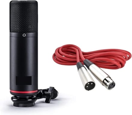 Condensatormicrofoon - Studio microfoon - Muziek productie - Actieve ruisonderdrukking - 3 meter kabel - Zwart