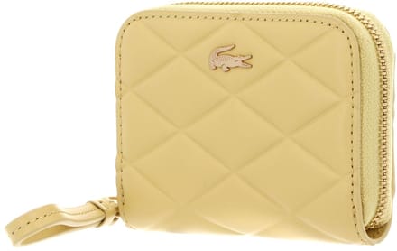 LACOSTE Leren portemonnee Crocodelle Zip Coin Wallet Soja mosterdgeel