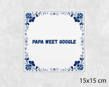 Spreuk tegel 15x15 cm Papa weet Google