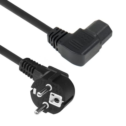 ACT Netsnoer Schuko CEE 7/7 male (haaks) - C15 (haaks links) IEC 60320 zwart 2 m AK5348